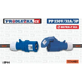 Prodlužovací kabel Prodlužka.cz Prodlužovací přívod Titanex 230V/32A/3p/3G4/IP44 M: Délka 20 m