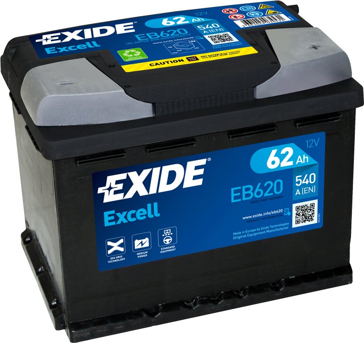 Exide Excell 12V 62Ah 540A EB620