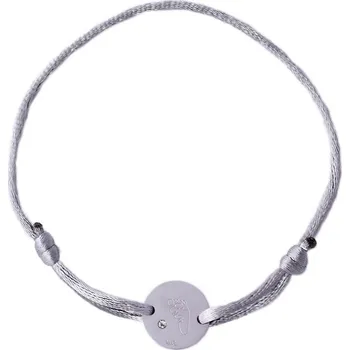 Náramek Náramek na saténové šňůrce s nožičkou miminka šedý