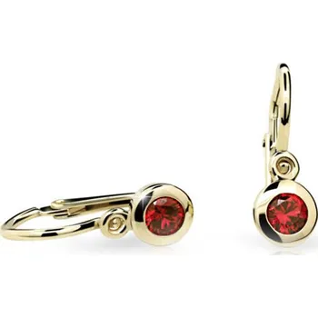 Náušnice Cutie Jewellery Zlaté náušnice pro miminka C1537Z Ruby Dark