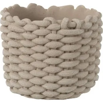 Květináč Šedý cementový obal na květináč ve tvaru košíku - Ø 20,5*17,5 cm