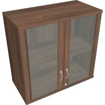 Kancelářský vozík HOBIS kancelářská policová skříň horní - SZ 2 80 02 H, zámek Huwill, ořech + doprava zdarma