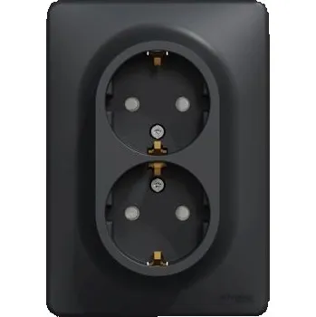 vypínač a zásuvka Sedna Design zásuvka 2-násobná clonky SCHUKO rámeček šroub. antracit