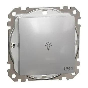 Elektrická zásuvka Sedna Design spínač 1/0 tlačítko "světlo" IP44 aluminium