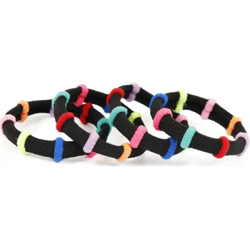 Černé gumičky s barevnými proužky, 4 ks