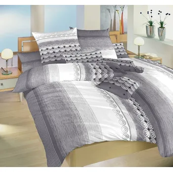 Povlečení Dadka Vracov Povlečení krep Sahara šedá 140 x 200, 70 x 90 cm zip