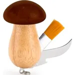 Kikkerland Houbařský nožík se štětečkem v dřevěném hříbku