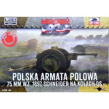 Plastikový model First To Fight 1/72 Schneider 75mm Polish Field Cannon DS wheels