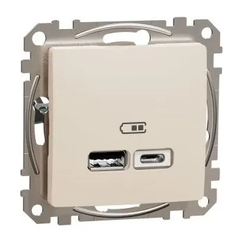 Elektrická zásuvka Sedna Design zásuvka nabíjecí USB 2-násobná (A+C) 2,4A béžová