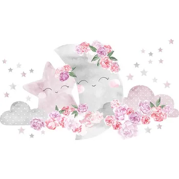 Samolepící dekorace Pastelowe Love Nálepka na zeď - zasněný měsíc barva: růžová