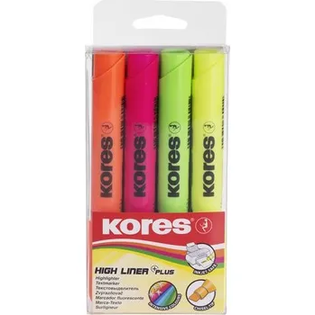 Kancelářské potřeby zvýrazňovač Kores High Liner Plus/sada 4 ks