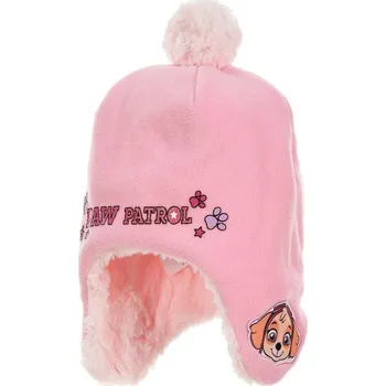 Čepice Tlapková patrola - Dívčí růžová čepice s bambulí Velikost: 48