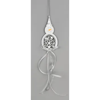 Vánoční dekorace Závěsný sněhulák s mašlí