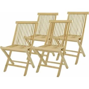 4x skládací týková židle bez područek na balkon / terasu