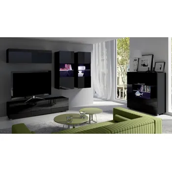 Obývací stěna Gibmeble obývací stěna Calabrini 6 + doprava zdarma, barevné provedení černá