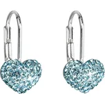 Stříbrné náušnice visací s krystaly Swarovski modré srdce 31125.3