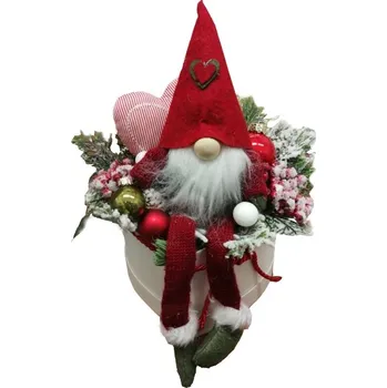 Vánoce Vánoční světelná dekorace červeno-zelená se skřítkem