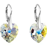 Stříbrné náušnice visací s krystaly Swarovski AB efekt srdce 31012.2
