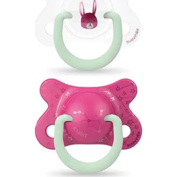 dudlíky SUAVINEX Šidítko Den&Noc fyz. SIL. +18m 2ks Růžový králík