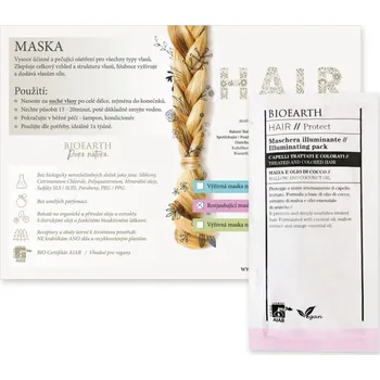 Pleťová maska BIOEARTH Vzorek: Rozjasňující maska na barvené a poškozené 12ml