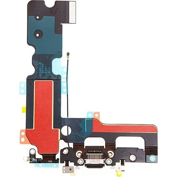 Napájecí a datový konektor s flex kabelem + GSM anténa + mikrofony pro Apple iPhone 7 Plus - černý - kvalita A+
