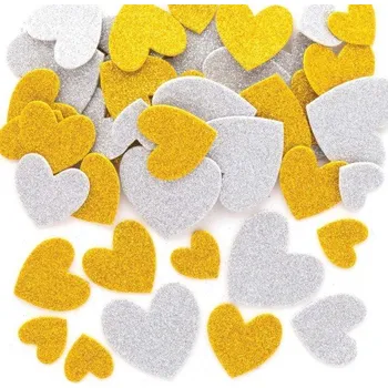 samolepka Pěnové samolepky zlatá a stříbrná srdce (150ks) AX309 -