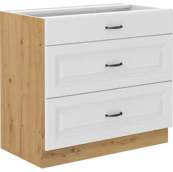 Kuchyňská skříňka Stilo, bílá/dub artisan, 80D 3S BB