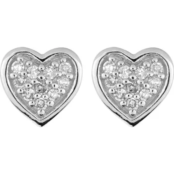 Náušnice Diamantové náušnice z bílého zlata ve tvaru srdce ZE101450