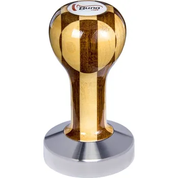 Buna café tamper, šachovnice, lak, SP, 57 mm, nerez mat, plochý