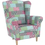 Křeslo ušák CHARLOT — látka, více variant Kondela Patchwork M1