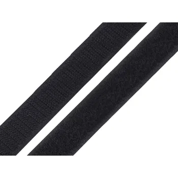Suchý zip šíře 16mm bílý, černý komplet, barva Černá
