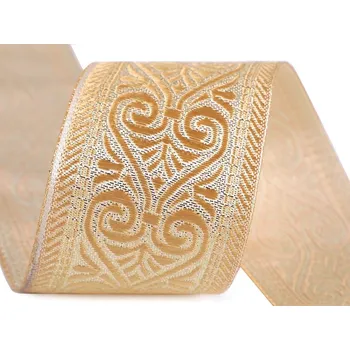 Vzorovka šíře 50 mm s lurexem, barva 3 zlatá sv.