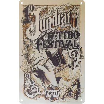 Kadeřnické nůžky Plechová retro cedule Tattoo TA143