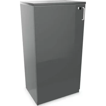 Policová skříň Kancelářská skříň - dveře jednokřídlé, v x š x h: 1155 x 600 x 445 mm, barva tmavě šedá