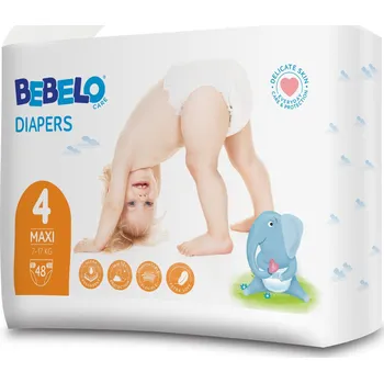 Přebalování BEBELO Care Diapers Maxi 4 dětské pleny 48 ks