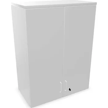 Policová skříň Kancelářská skříň - dveře dvoukřídlé, nástavec, v x š x h: 1070 x 800 x 445 mm, barva světle šedá