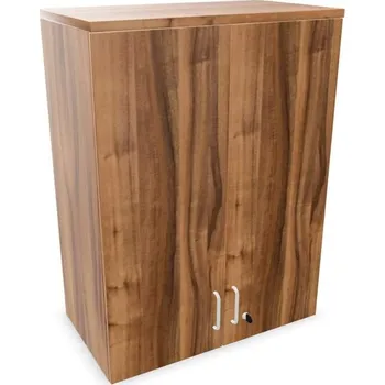 Policová skříň Kancelářská skříň - dveře dvoukřídlé, nástavec, v x š x h: 1070 x 800 x 445 mm, barva ořech