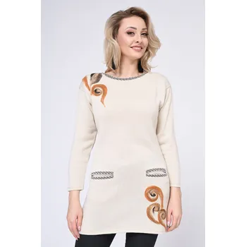 Dámské oblečení Dámský dlouhý svetr 1436R - Vitesi béžová XS