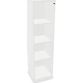Policová skříň Kancelářská skříň - dveře jednokřídlé prosklené, v x š x h: 1545 x 400 x 445 mm, barva bílá