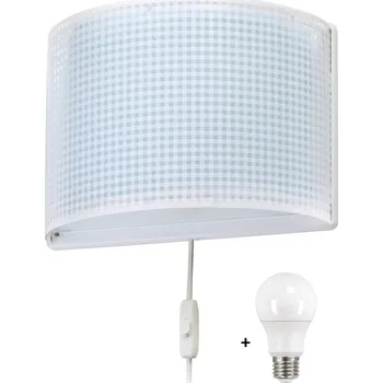 Nástěnné svítidlo Dalber 80228T VICHY - Dětské nástěnné svítidlo s kabelem do zásuvky + Dárek LED žárovka (Dětské nástěnné svítidlo v modré barvě pro kluky)