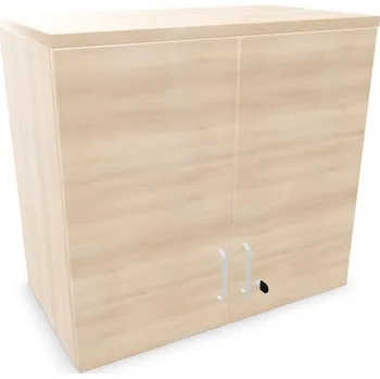 Policová skříň Kancelářská skříň - dveře dvoukřídlé, nástavec, v x š x h: 740 x 800 x 445 mm, barva akácie