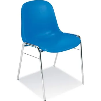 Jídelní židle Lehká plastová židle BETA, podstavec chrom, sedák barva modrá
