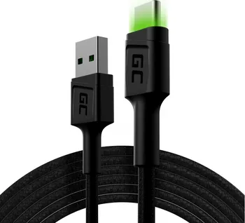 Datový kabel Green Cell USB-A/USB-C 2 m černý se zeleným LED podsvícením