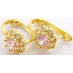 Klenoty Budín Dámské/dívčí zlaté náušnice s růžovými růženíny a zirkony 585/1,26gr HK2012 (Klenoty Budín Dámské/dívčí zlaté náušnice s růžovými růženíny a zirkony 585/1,26gr HK2012)
