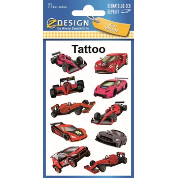 Samolepící etiketa Avery Zweckform 56764 Dětské tetování, 10 ks, motiv auta