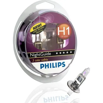 Autožárovka Philips NightGuide 3v1 12258NGS2 H1 P14,5s 12V 55W 2ks Philips NightGuide 3v1 12258NGS2 H1 P14,5s 12V 55W 2ks