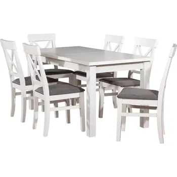 Jídelní set Jídelní Set Cyprian 1+6 St28 160x80+40 + W31 Bílý