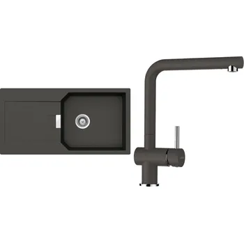 Granitový dřez Set Schock S21-3 (dřez Manhattan D-100L Asphalt + baterie Epos Asphalt)