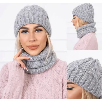 Čepice Kesi Dámská sada čepice a nákrčníku Mia - Gray