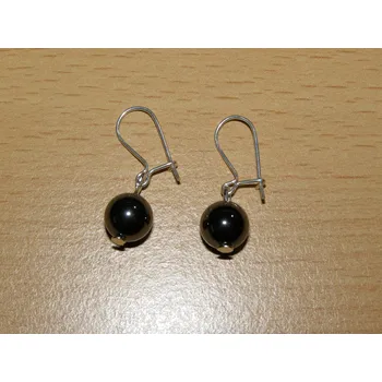 Drahý kámen Hematit - Náušnice - kuličky - knu36